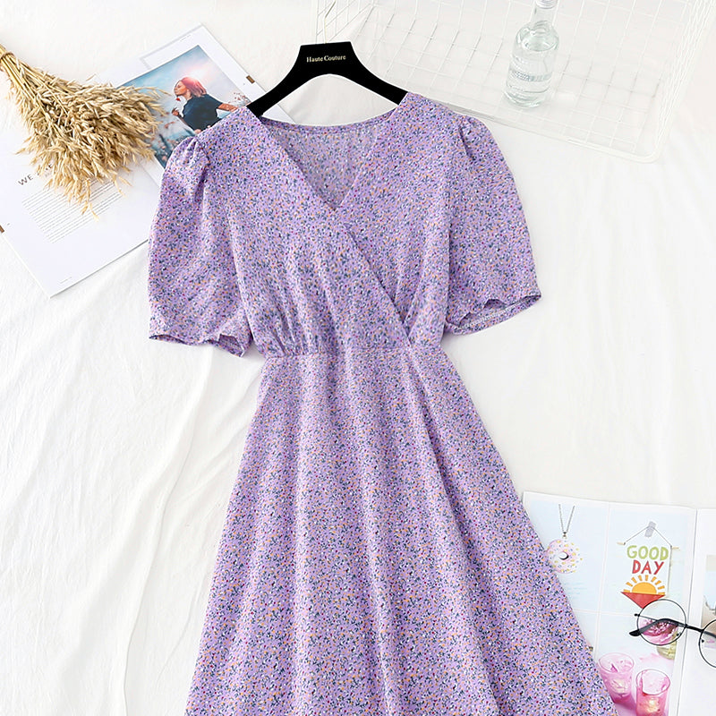 New chiffon skirt, slim waist in summer, French gentle long skirt  4616