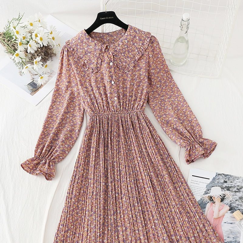 Neuer französischer, altersreduzierender Faltenrock, großer Swingrock, Chiffon, langer Rock 4574