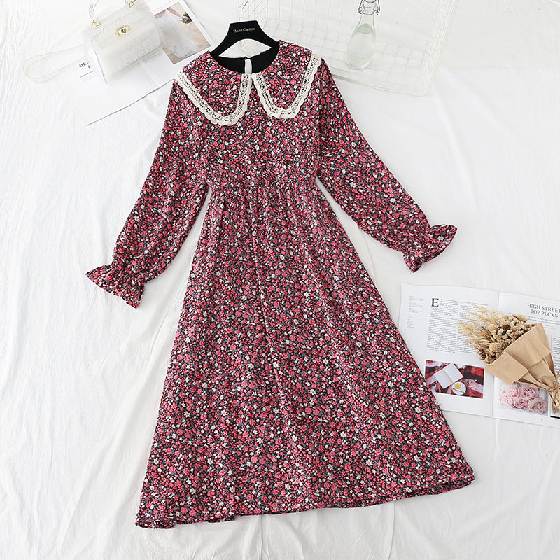 Doll neck hollow out age reducing thin dress female  4560