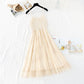 Gauze V-neck suspender skirt French retro temperament goddess  4120