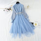New style bottom sweater stitched mesh French fairy dress  4438