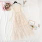Small cake long skirt foreign style suspender yarn skirt two-piece suit  4472