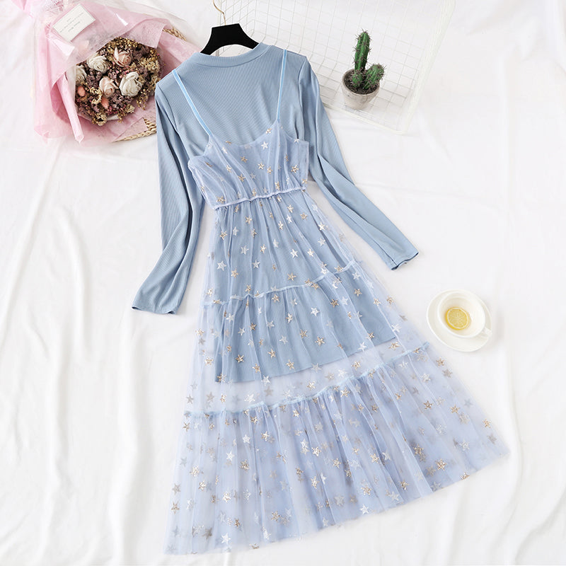 Minority pentagonal star mesh suit skirt  4320