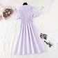 Narrow waist, slim temperament, bubble sleeves, small Hepburn skirt  4148