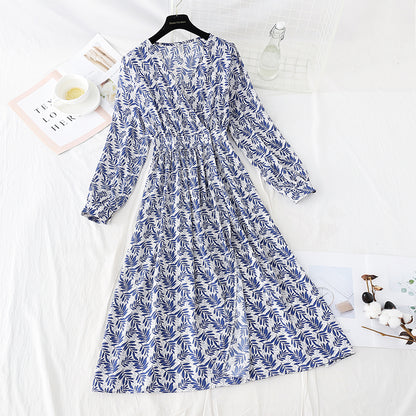 Chiffon dress is slim, light and mature, floral skirt  4083