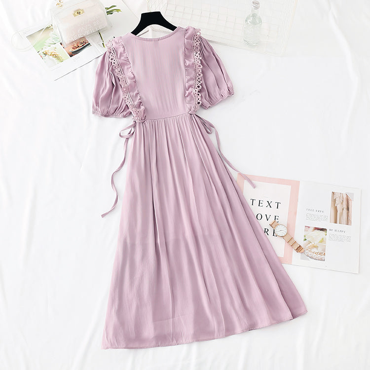 French retro skirt fairy super xiansen lace up waist length skirt  4155