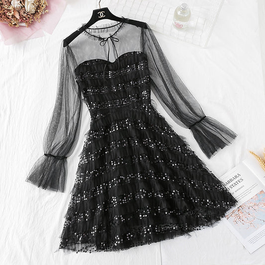 French first love little fragrant wind mesh fairy skirt  4306