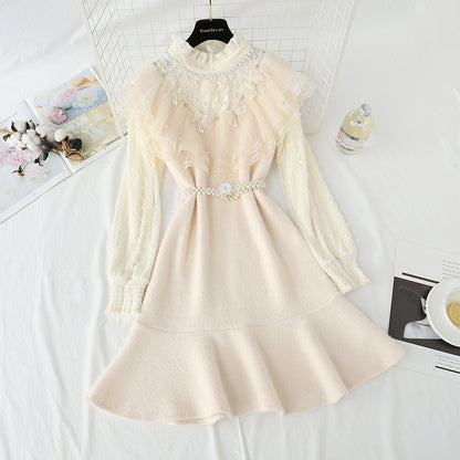 New mink lace flounce stitching with sweet bottom skirt  4436