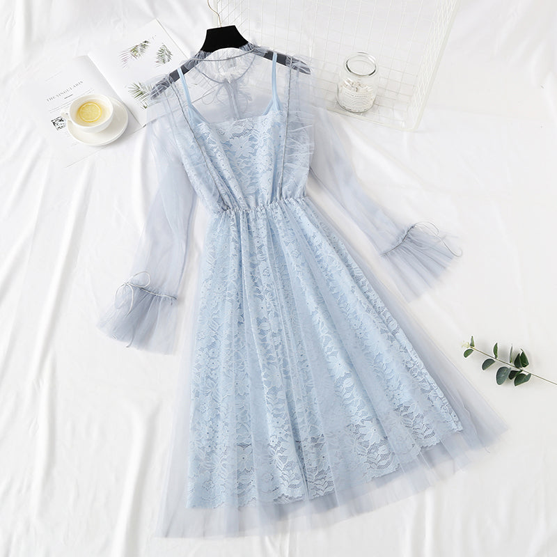 Minority French retro doll dress with lace dress  4324