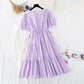 New hollow out Crochet skirt bubble sleeve French fairy dress  4168