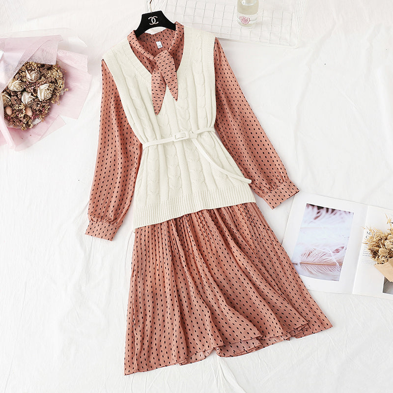 New style small fragrance fashion skirt foreign style two-piece set  4447