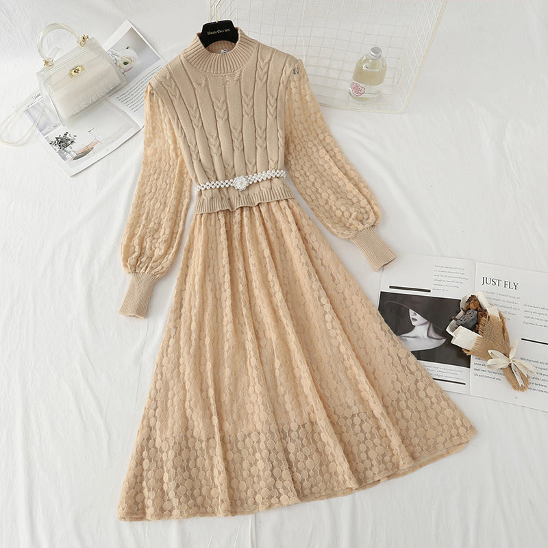 New stitched lace dress with backing skirt  4442