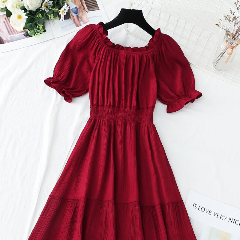 New tea break waist Cotton Linen Skirt long A-line skirt  4251