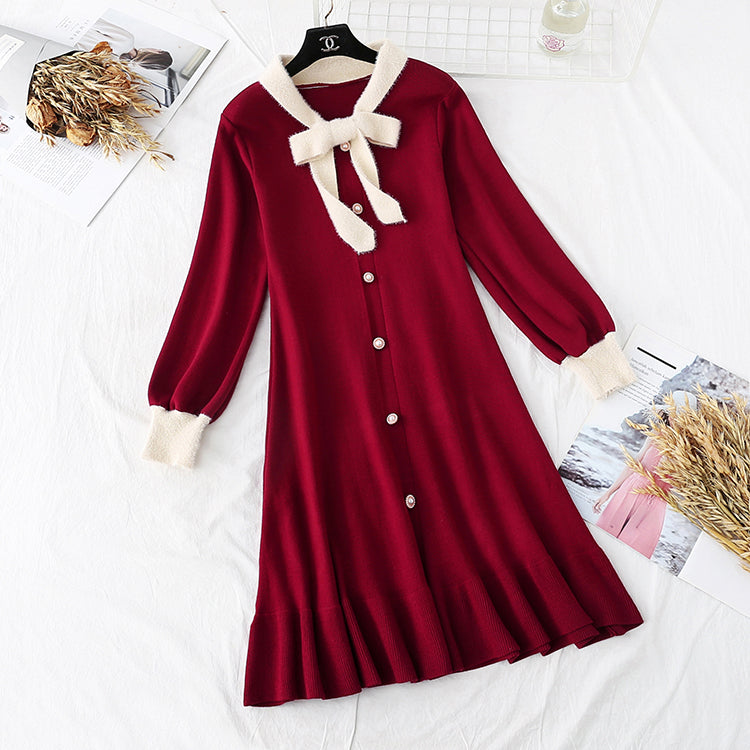 New French first love skirt retro super fairy small fragrance A-shaped skirt  4495