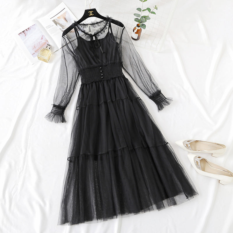 Lace mesh dress is very retro  4315