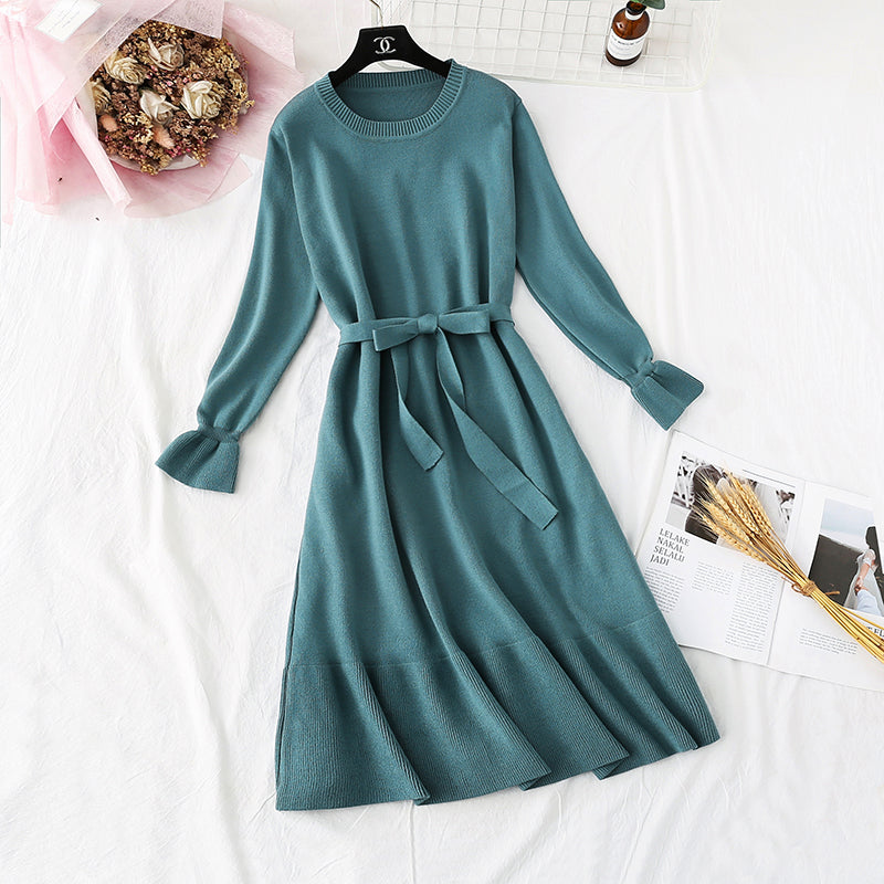 Small fragrance knitted dress French retro fishtail skirt  4482