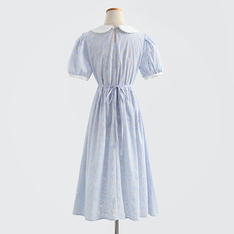 Sweet floral skirt bubble sleeve small A-line skirt  4281