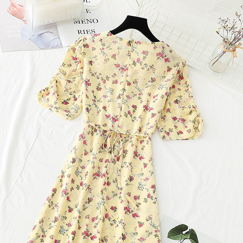 French retro first love sweet floral skirt temperament small skirt  4237