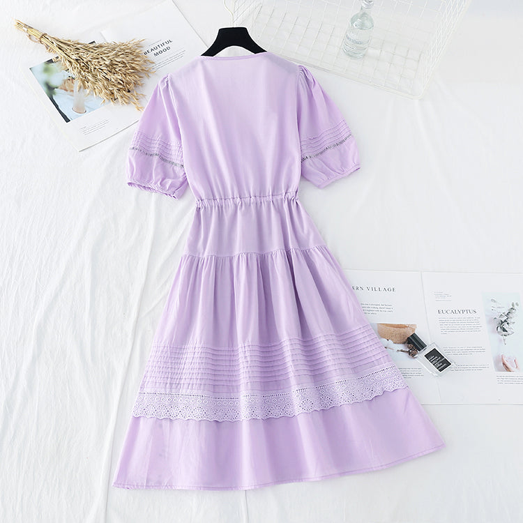 Baumwoll-Leinenrock mit sanftem Wind, schmale Taille, französisches Minderheitenkleid 4186