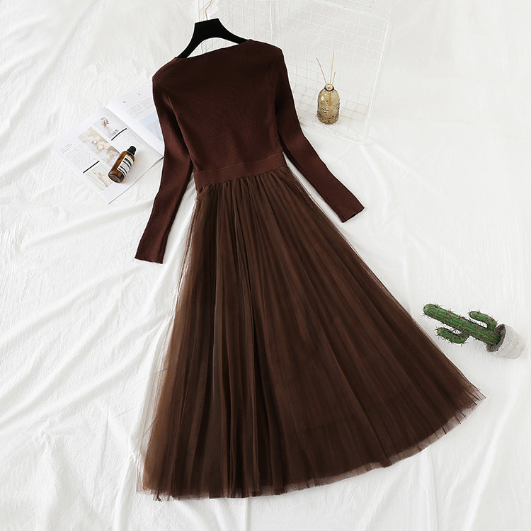 Jupe pull longueur genou à coutures en maille vintage française 4295