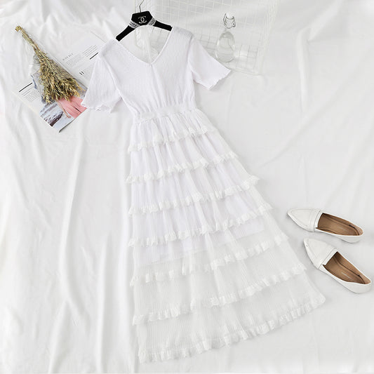 Popular cake lace gauze dress  4327