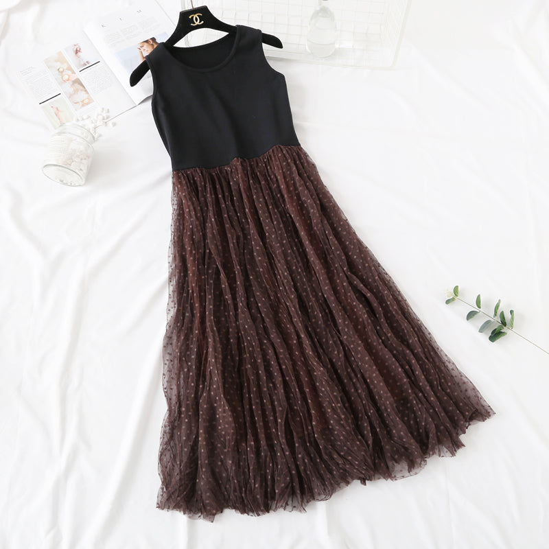 Loose dress with long skirt and lace dress for women  4098