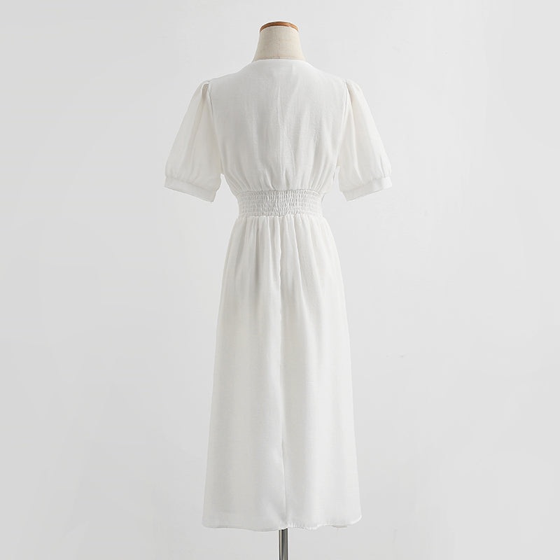 French design pleated bubble sleeve skirt  4278