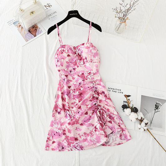 French retro oil painting Chiffon fairy temperament small skirt  4125