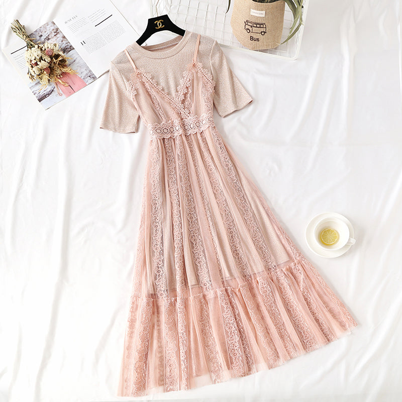 New fashion lace suspender skirt suit  4462