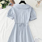 V-neck temperament, slim waist, tea break retro dress  4265