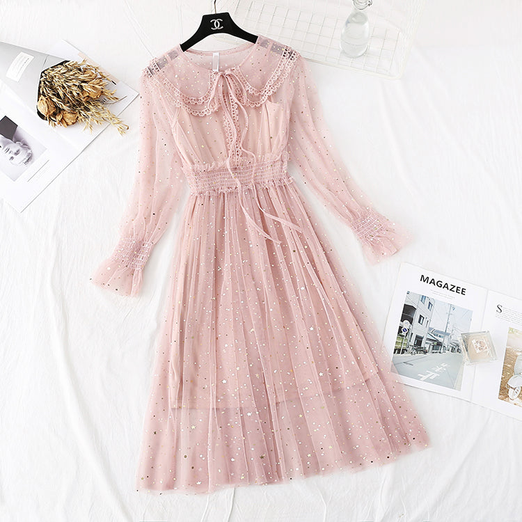 Baby collar stem orange first love skirt Sen Department long skirt  4375