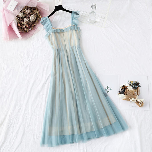 Super fairy sweet wisdom smoked skirt French Platycodon grandiflorum long skirt  4107