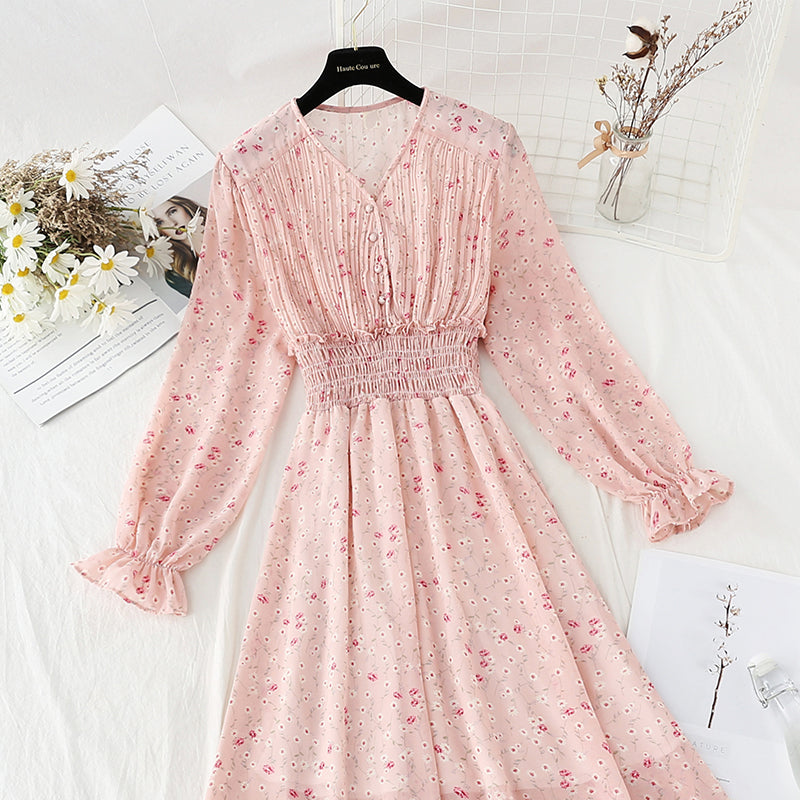 Robe fleurie coupe vent douce jupe slim tempérament slim 4088