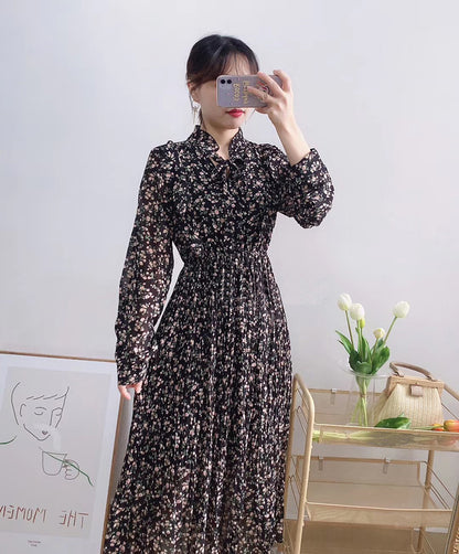 High waist thin fairy gentle wind snow spinning floral skirt  3897