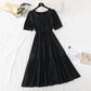 Cotton linen dress shows thin French retro skirt  4145
