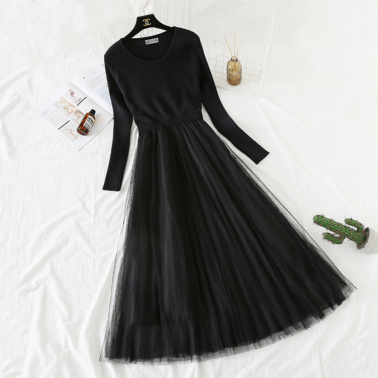 Jupe pull longueur genou à coutures en maille vintage française 4295