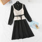 Foreign style college style long sleeve bottomed skirt + suspender vest  4449