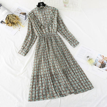 New interior with French retro knee pleated skirt  3961