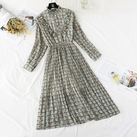 New interior with French retro knee pleated skirt  3961