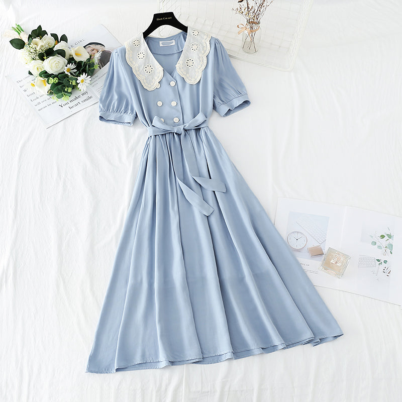 New French retro fairy long skirt Kikyo skirt  4224