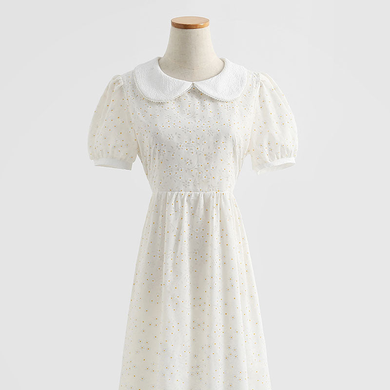 Sweet floral skirt bubble sleeve small A-line skirt  4281