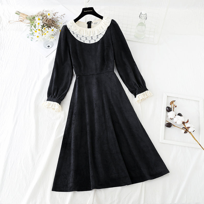 Retro High Waist thin Hepburn style bottomed small black skirt  4052