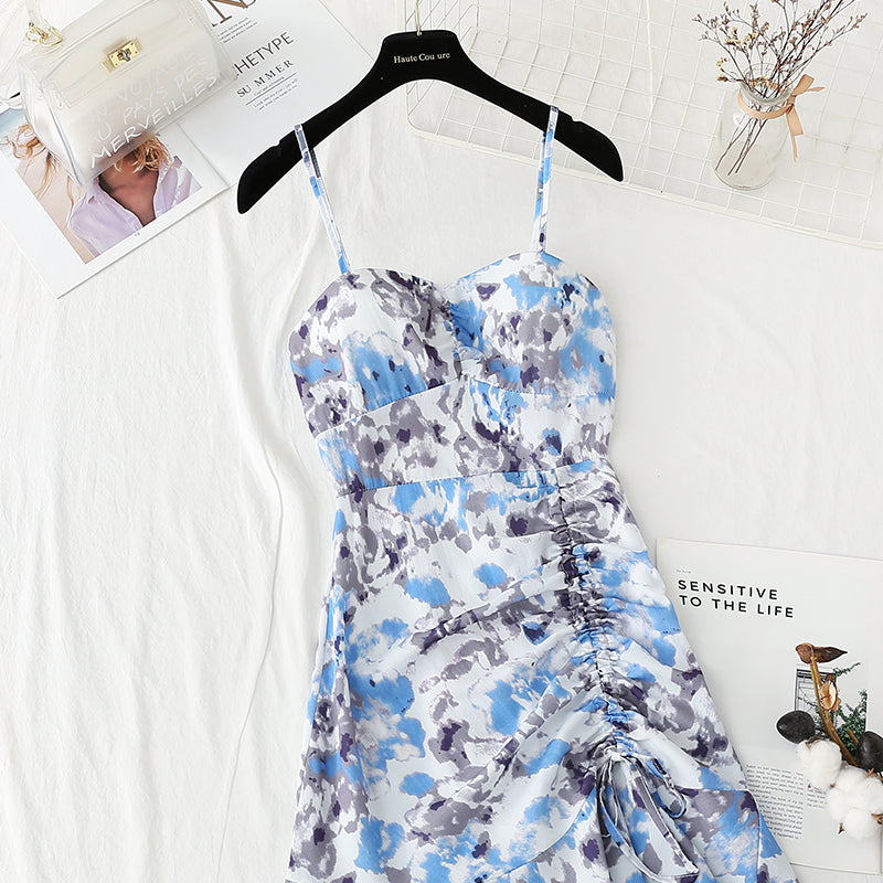 French retro oil painting Chiffon fairy temperament small skirt  4125