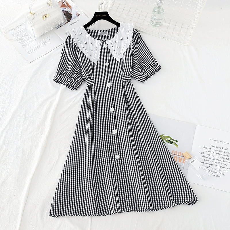 Doll neckline waistband shows thin temperament skirt  4183