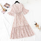 The new waist is slim, pleated lace up Chiffon French retro long skirt  4507