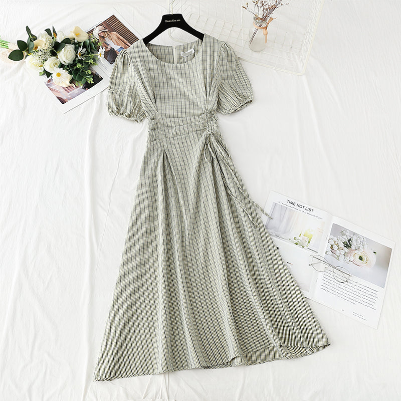 Karierter Rock mit Kordelzug im Vintage-Stil von Hepburn 4260