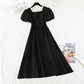 French retro square collar first love waist closing thin fairy skirt  4223