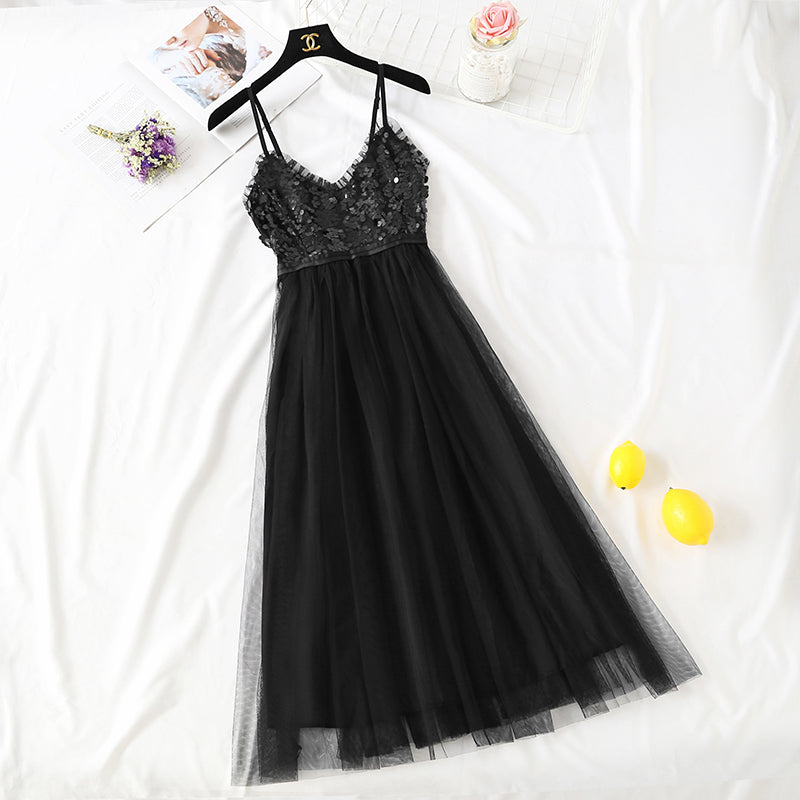 Knee length Sequin gauze skirt  4100