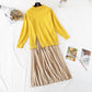 Split sweater + golden velvet skirt suit two-piece set  3977