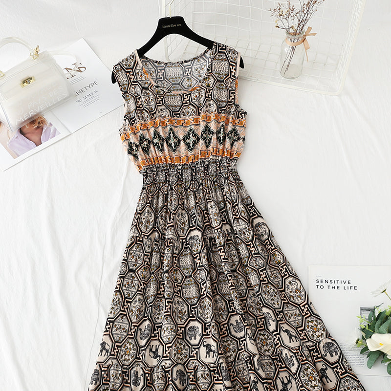 Jupe longue à taille fine et jupe de plage de style national rétro français 4126